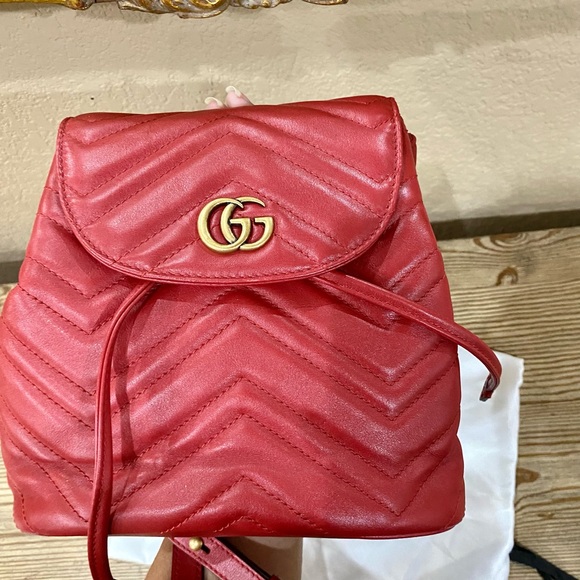 Like New Authentic Gucci Marmont Mini Backpack Red - Picture 13 of 16